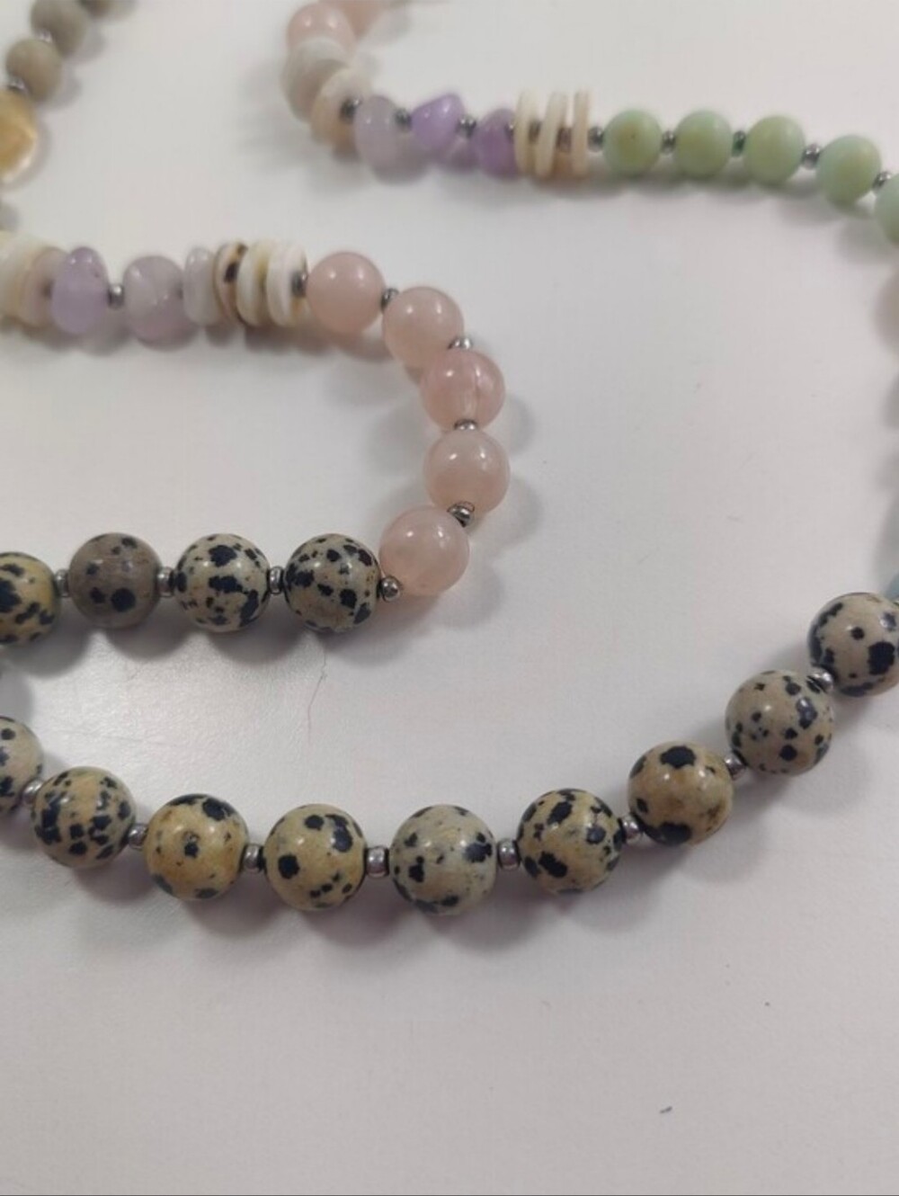 J. Jill Leopard Spot Jasper Natural Stone Bead Necklace Suede Cord 33 Inches - Picture 2 of 4